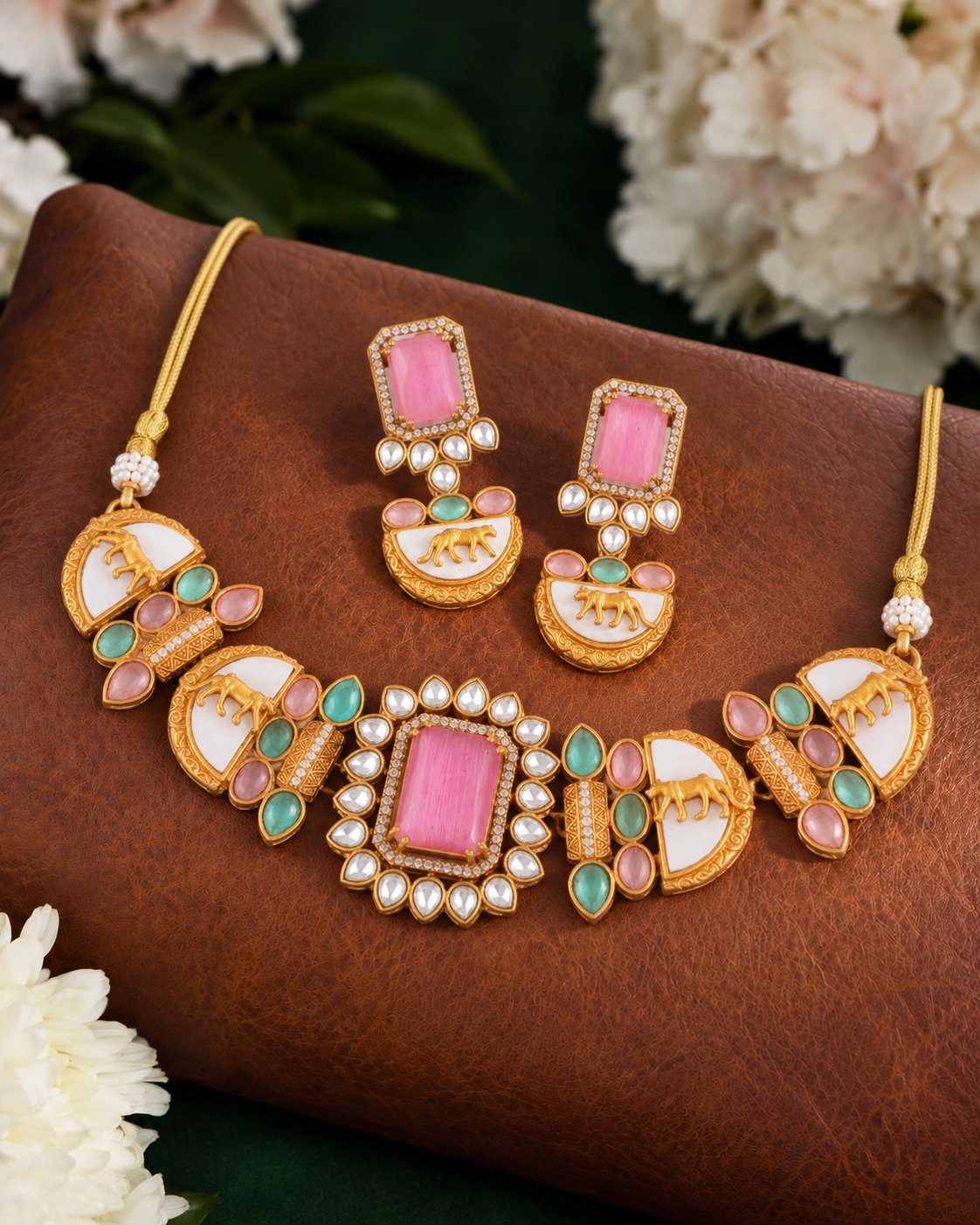Pastel Ridhisha Premium Sabya Inspired Necklace with Earring