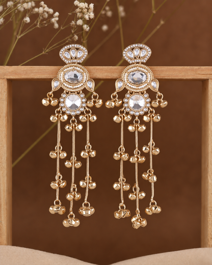 White Rajvalli Kashmiri Look Ghunghru Jhumka Earring