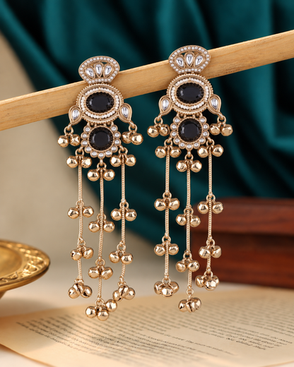 Black Rajvalli Kashmiri Look Ghunghru Jhumka Earring