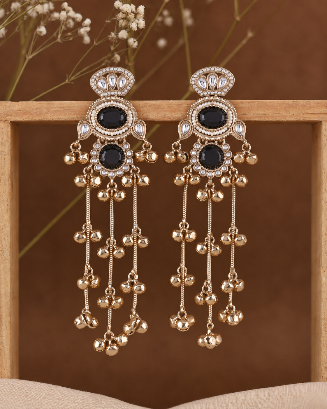 Black Rajvalli Kashmiri Look Ghunghru Jhumka Earring