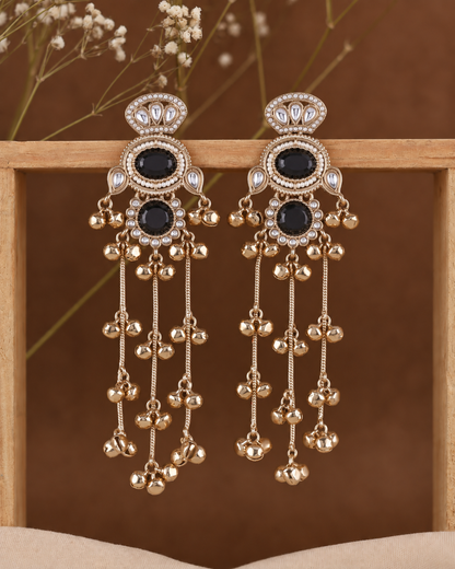 Black Rajvalli Kashmiri Look Ghunghru Jhumka Earring