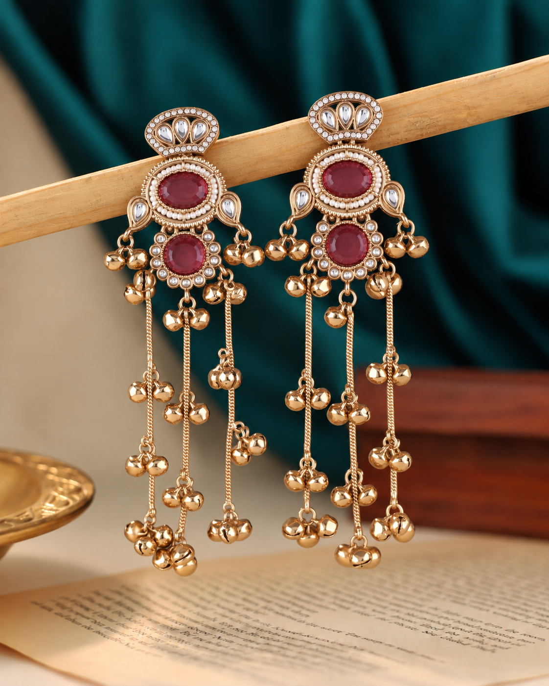 Onion Rajvalli Kashmiri Look Ghunghru Jhumka Earring