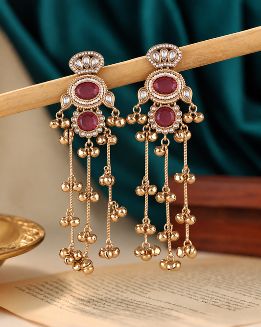 Onion Rajvalli Kashmiri Look Ghunghru Jhumka Earring