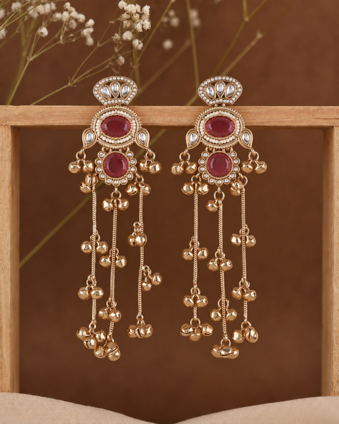 Onion Rajvalli Kashmiri Look Ghunghru Jhumka Earring