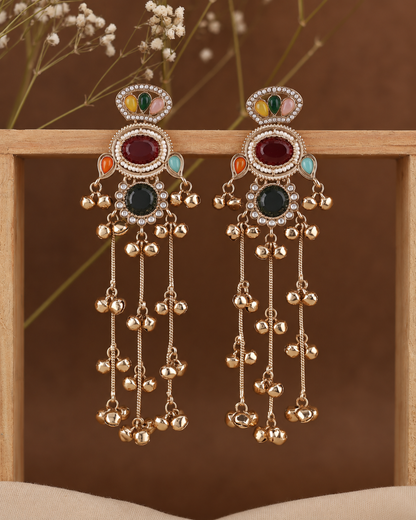 Multi Rajvalli Kashmiri Look Ghunghru Jhumka Earring