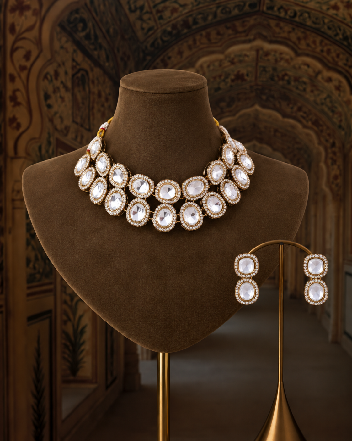 Prerna Polki Dupe Necklace Set with Earring