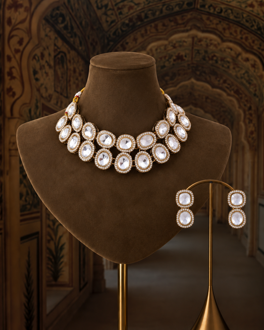 Prerna Polki Dupe Necklace Set with Earring