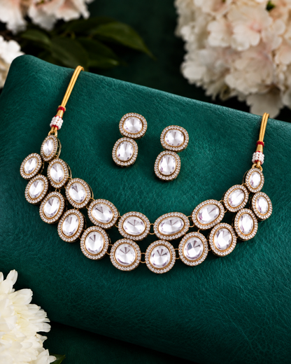 Prerna Polki Dupe Necklace Set with Earring