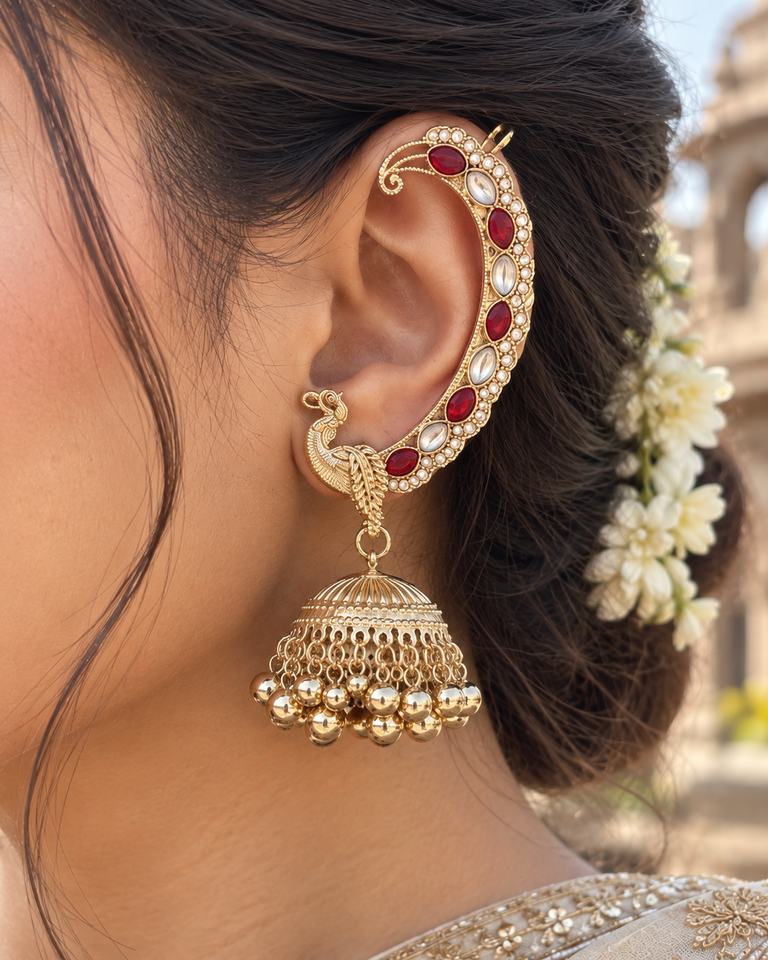 Ruby Shankari Designer Ear Cuff Jhumki Earring