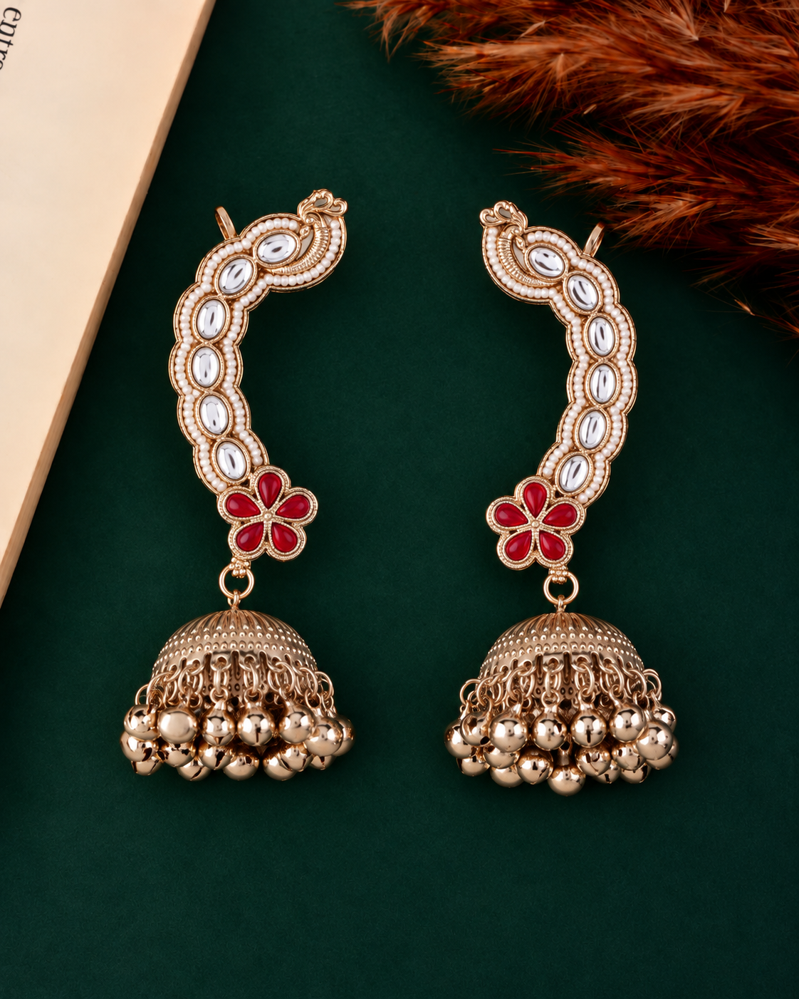 Ruby Aavira Designer Ear Cuff Jhumki Earring