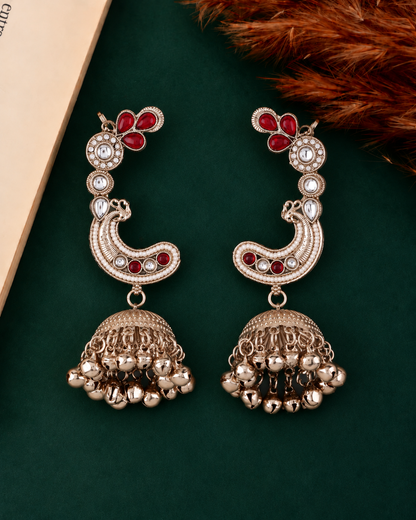 Ruby Gulrukh Designer Ear Cuff Jhumki Earring