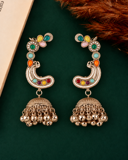 Multi Gulrukh Designer Ear Cuff Jhumki Earring