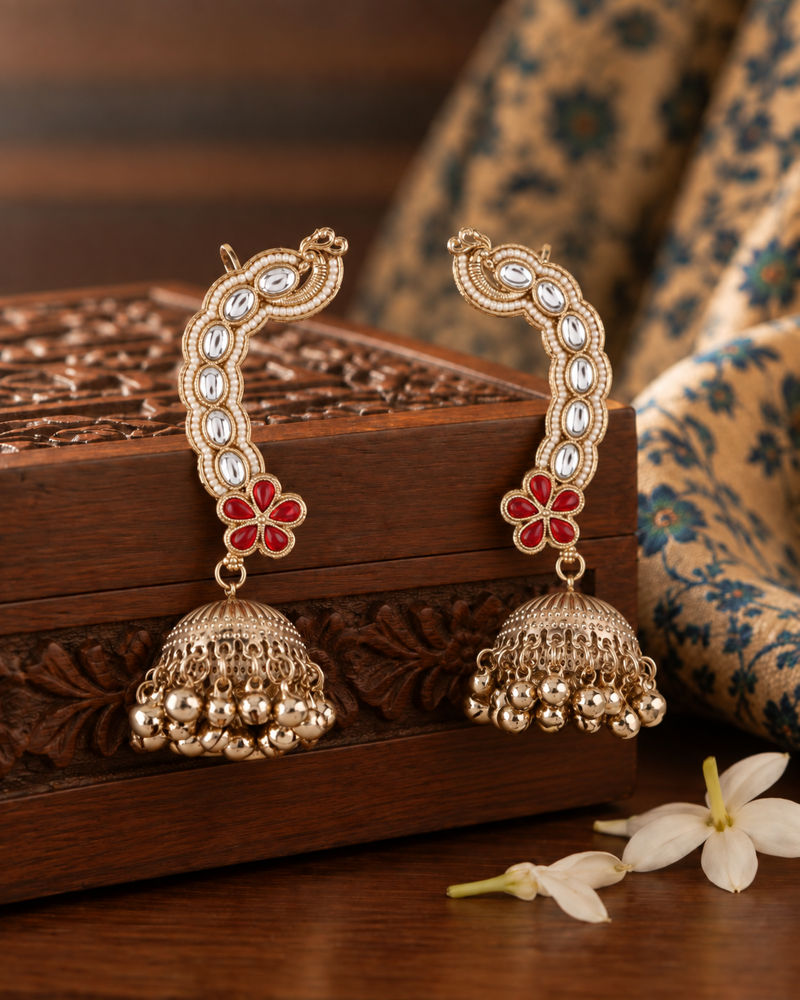 Ruby Aavira Designer Ear Cuff Jhumki Earring