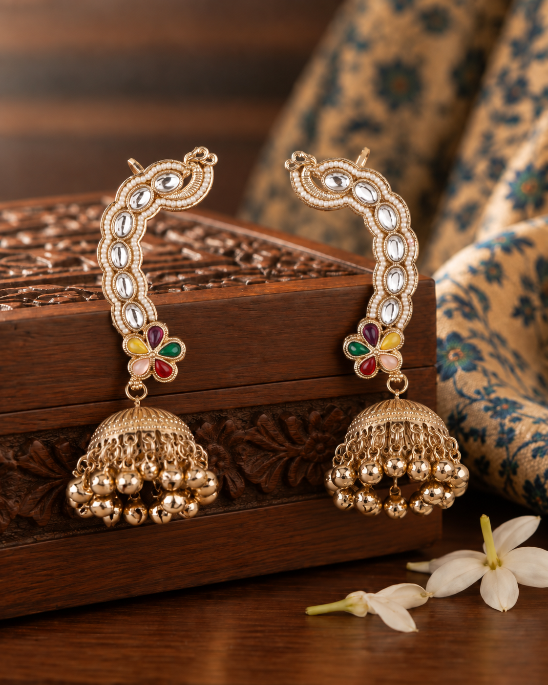 Multi Aavira Designer Ear Cuff Jhumki Earring
