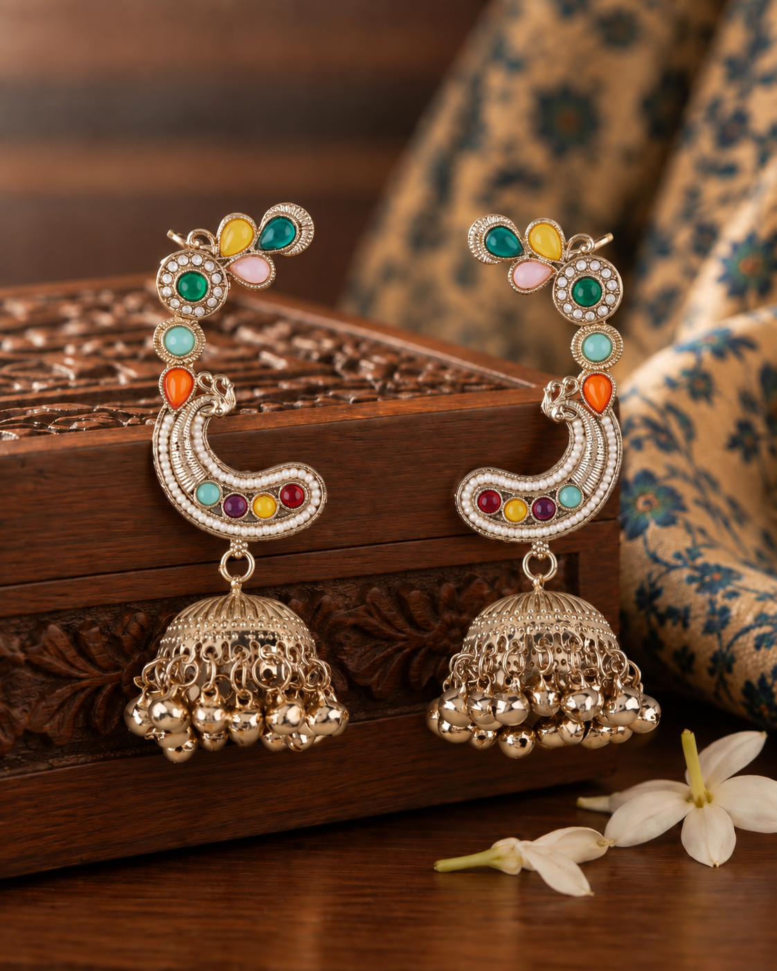 Multi Gulrukh Designer Ear Cuff Jhumki Earring