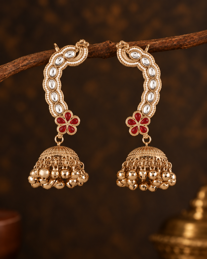 Ruby Aavira Designer Ear Cuff Jhumki Earring