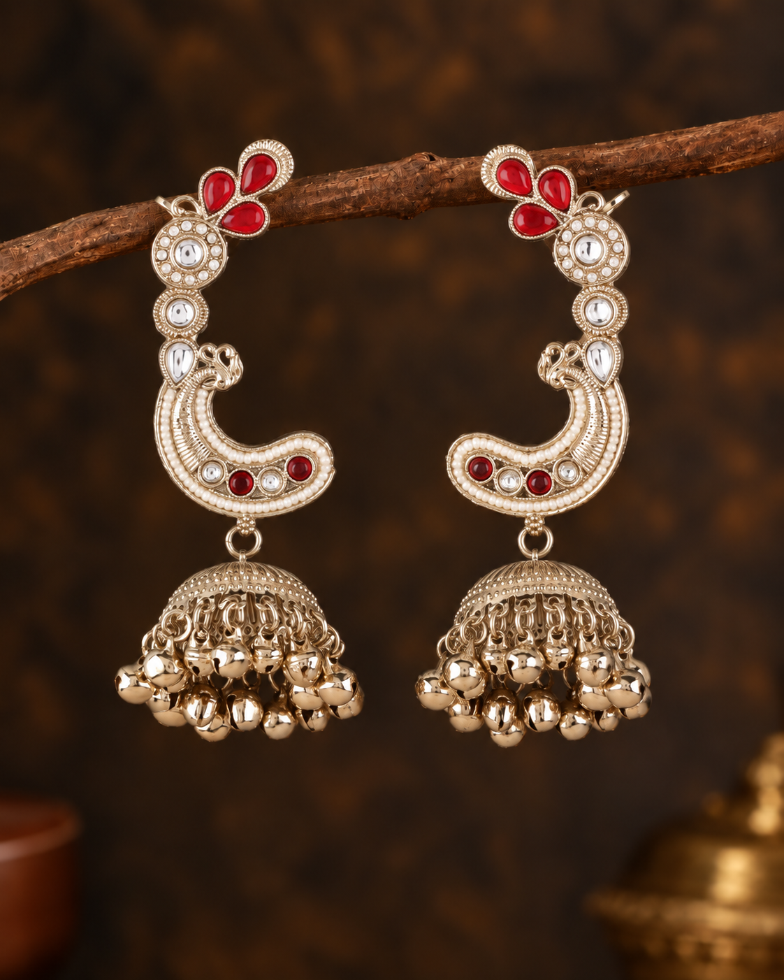 Ruby Gulrukh Designer Ear Cuff Jhumki Earring