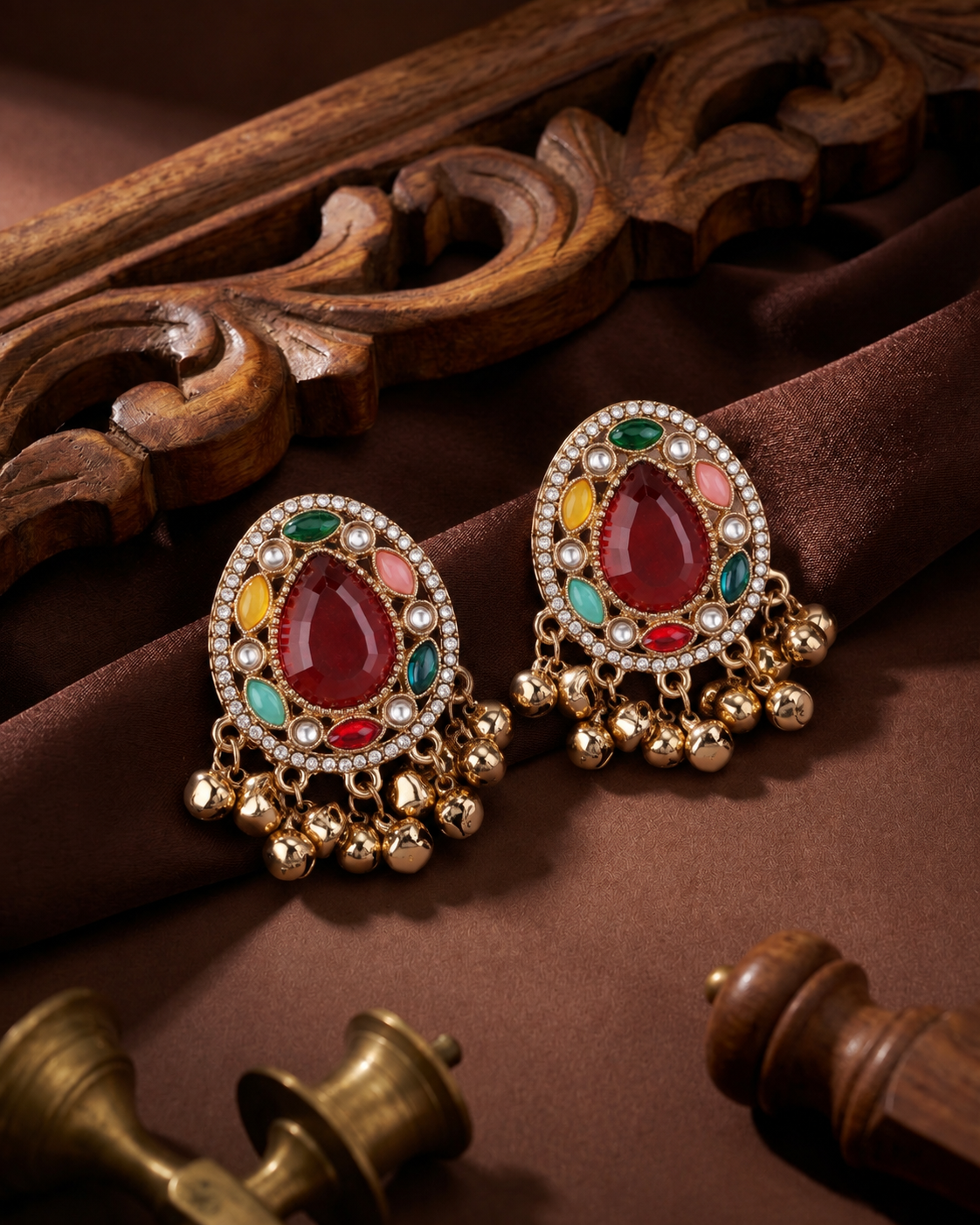 Ruby Multi Rukhsana Kashmiri Look Ghunghru Earring