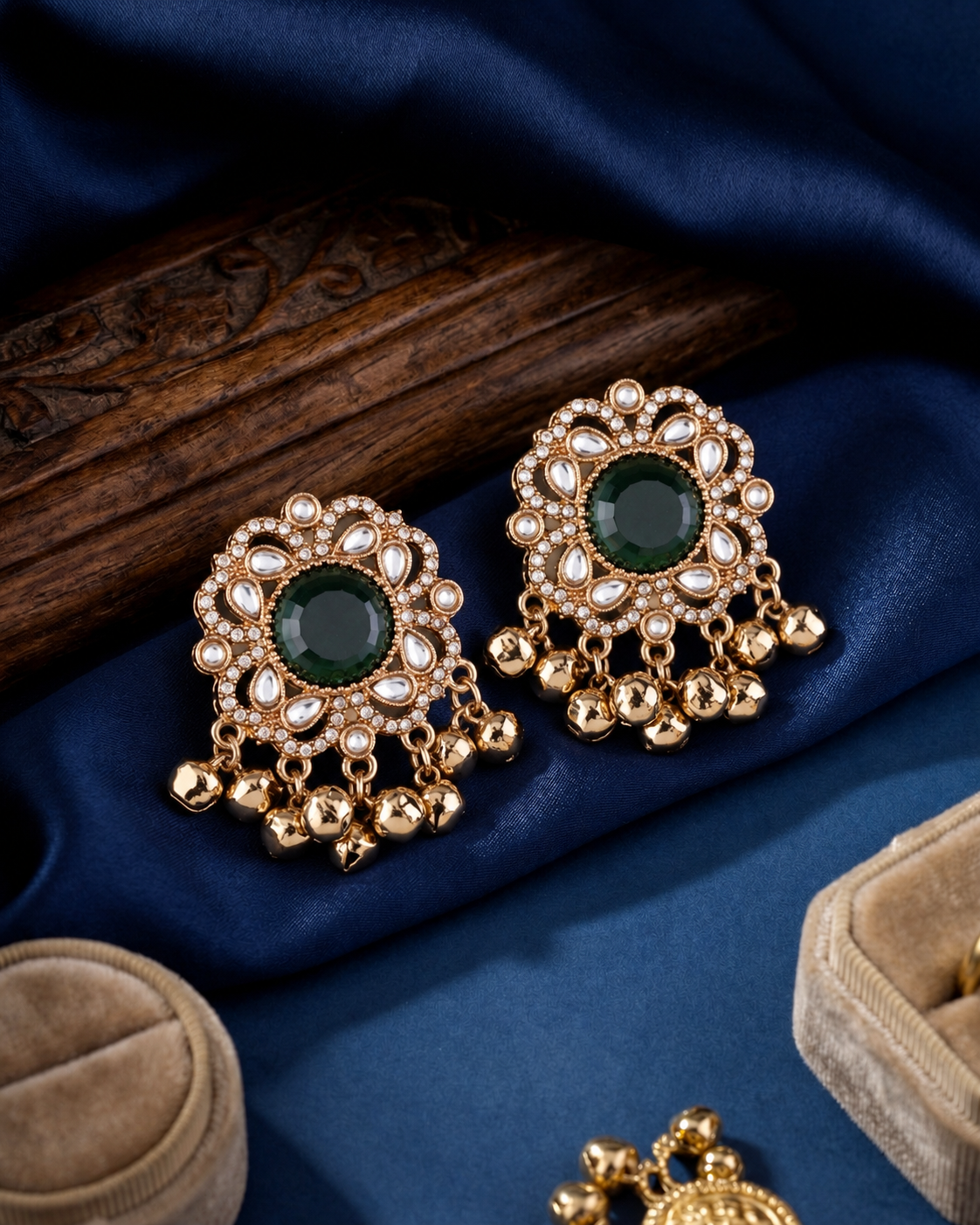 Green Chandrika Kashmiri Look Ghunghru Earring