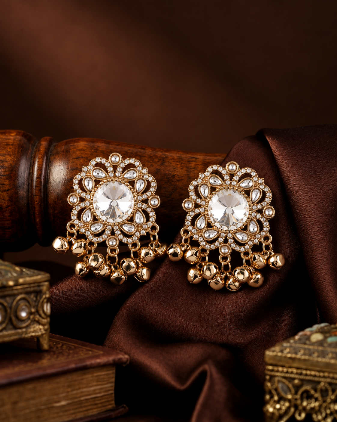 White Chandrika Kashmiri Look Ghunghru Earring