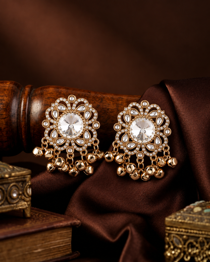 White Chandrika Kashmiri Look Ghunghru Earring