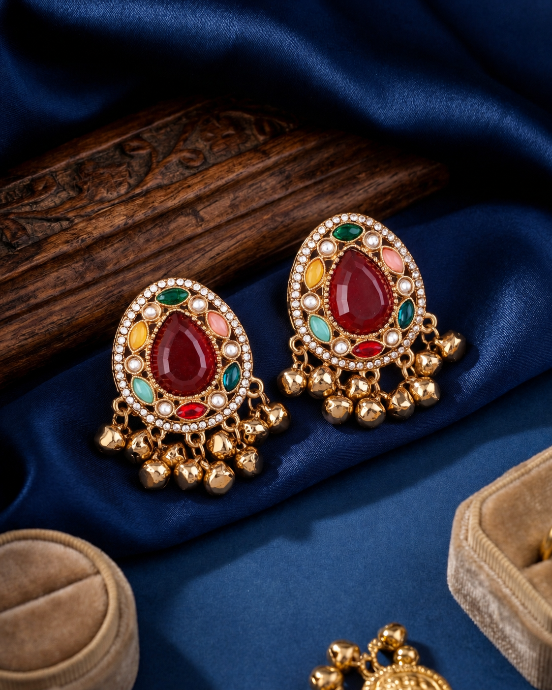 Ruby Multi Rukhsana Kashmiri Look Ghunghru Earring