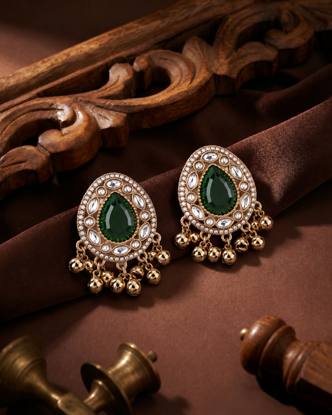 Green Rukhsana Kashmiri Look Ghunghru Earring