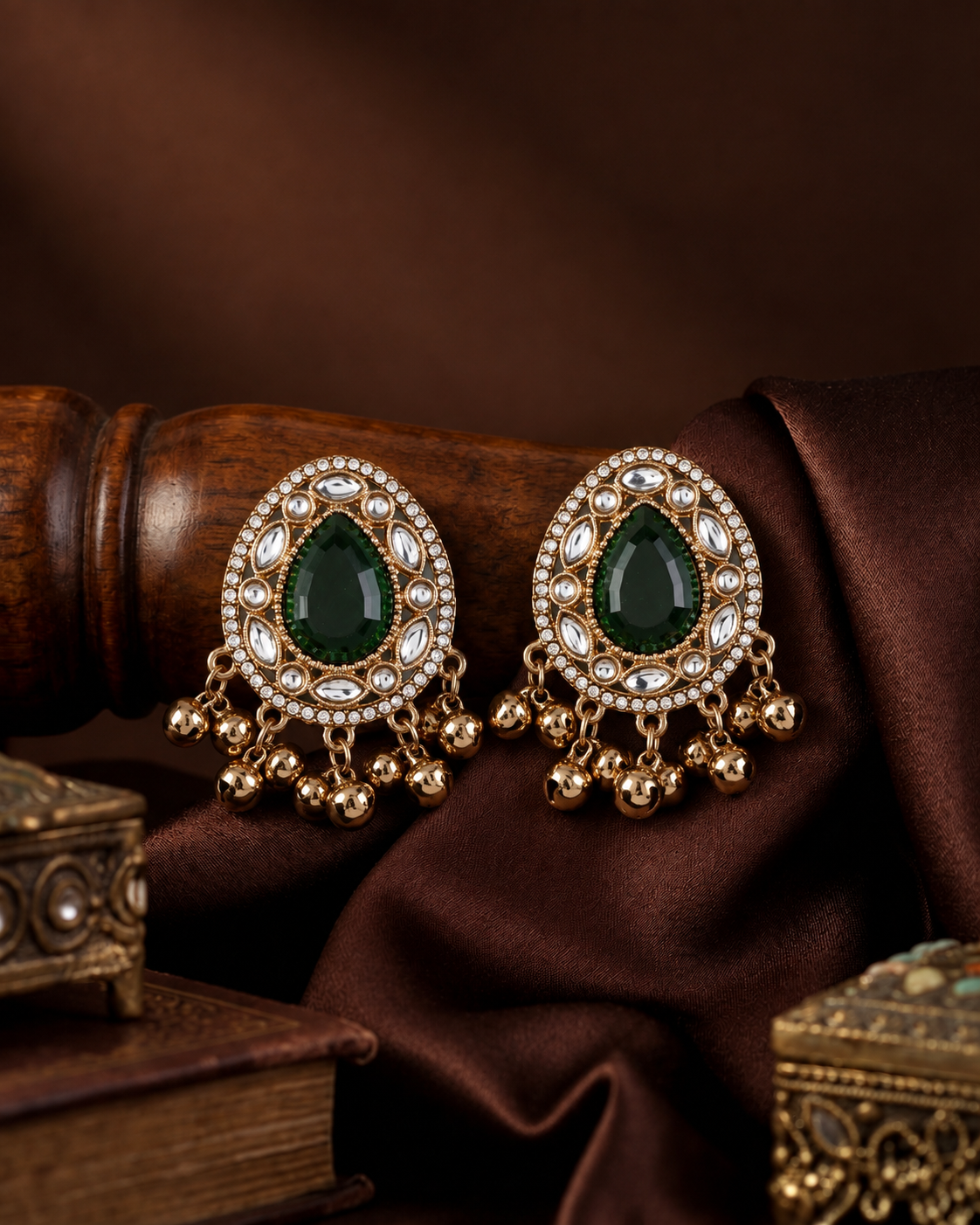 Green Rukhsana Kashmiri Look Ghunghru Earring