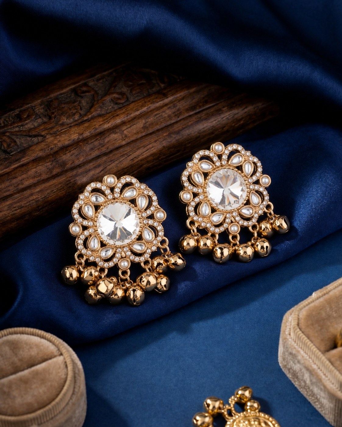 White Chandrika Kashmiri Look Ghunghru Earring