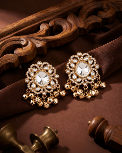 White Chandrika Kashmiri Look Ghunghru Earring