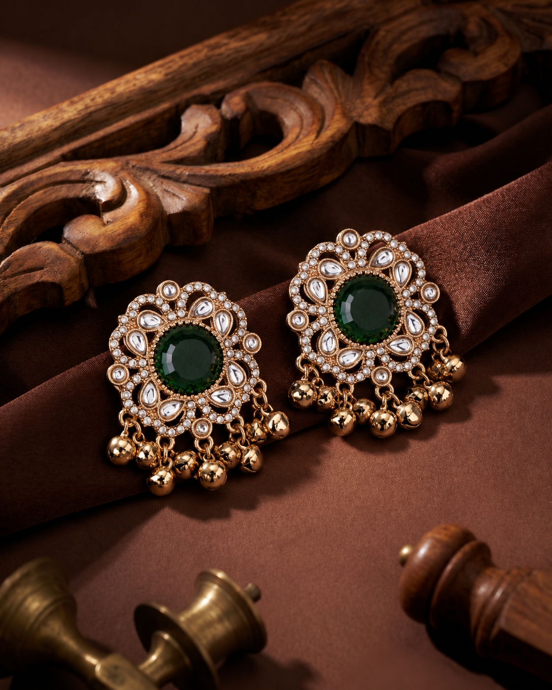 Green Chandrika Kashmiri Look Ghunghru Earring