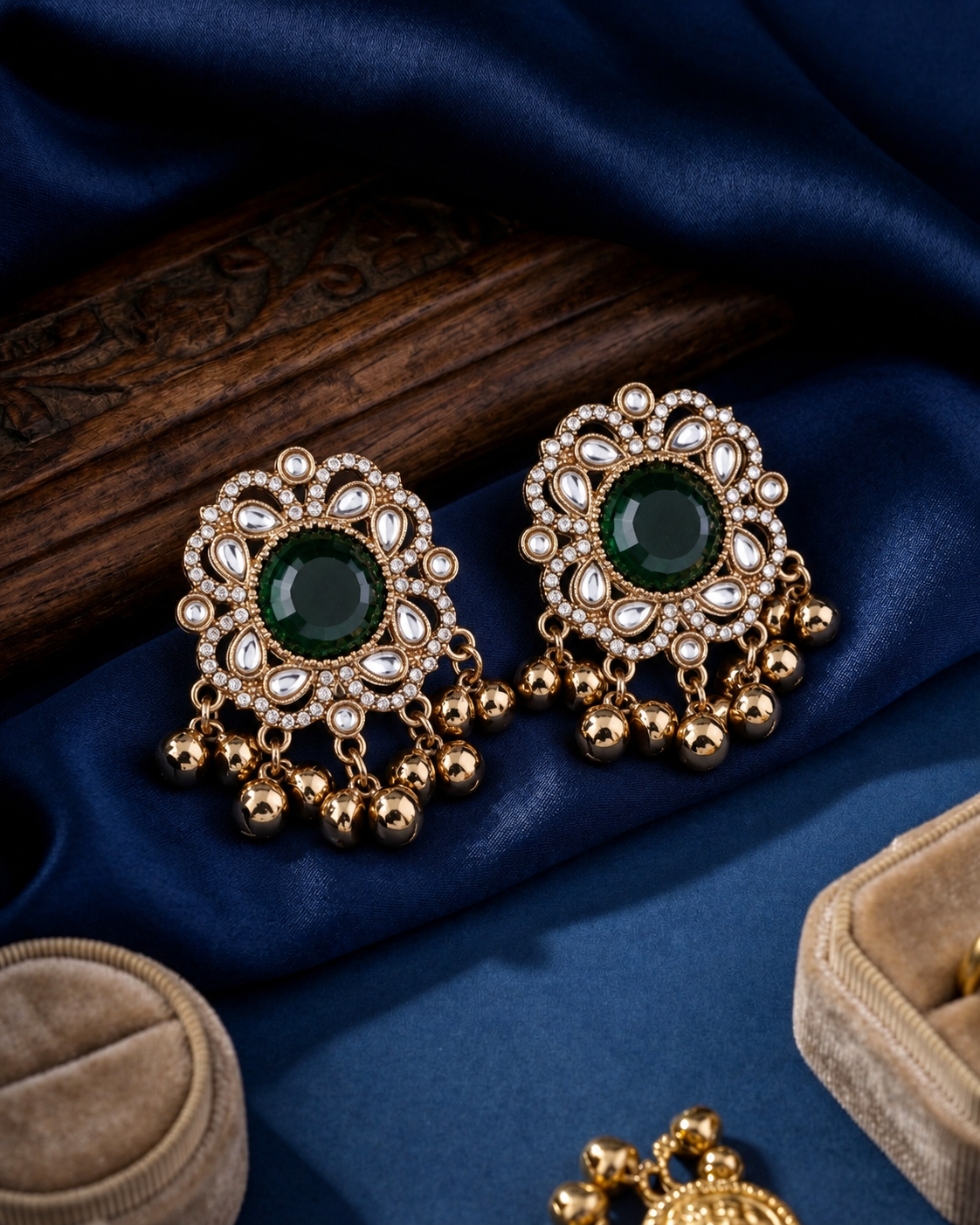 Green Chandrika Kashmiri Look Ghunghru Earring