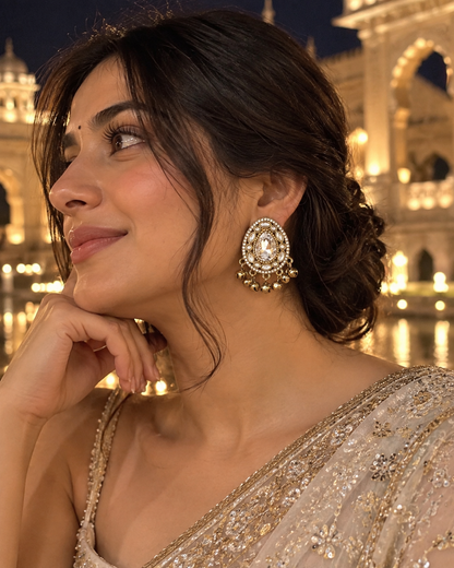 White Rukhsana Kashmiri Look Ghunghru Earring