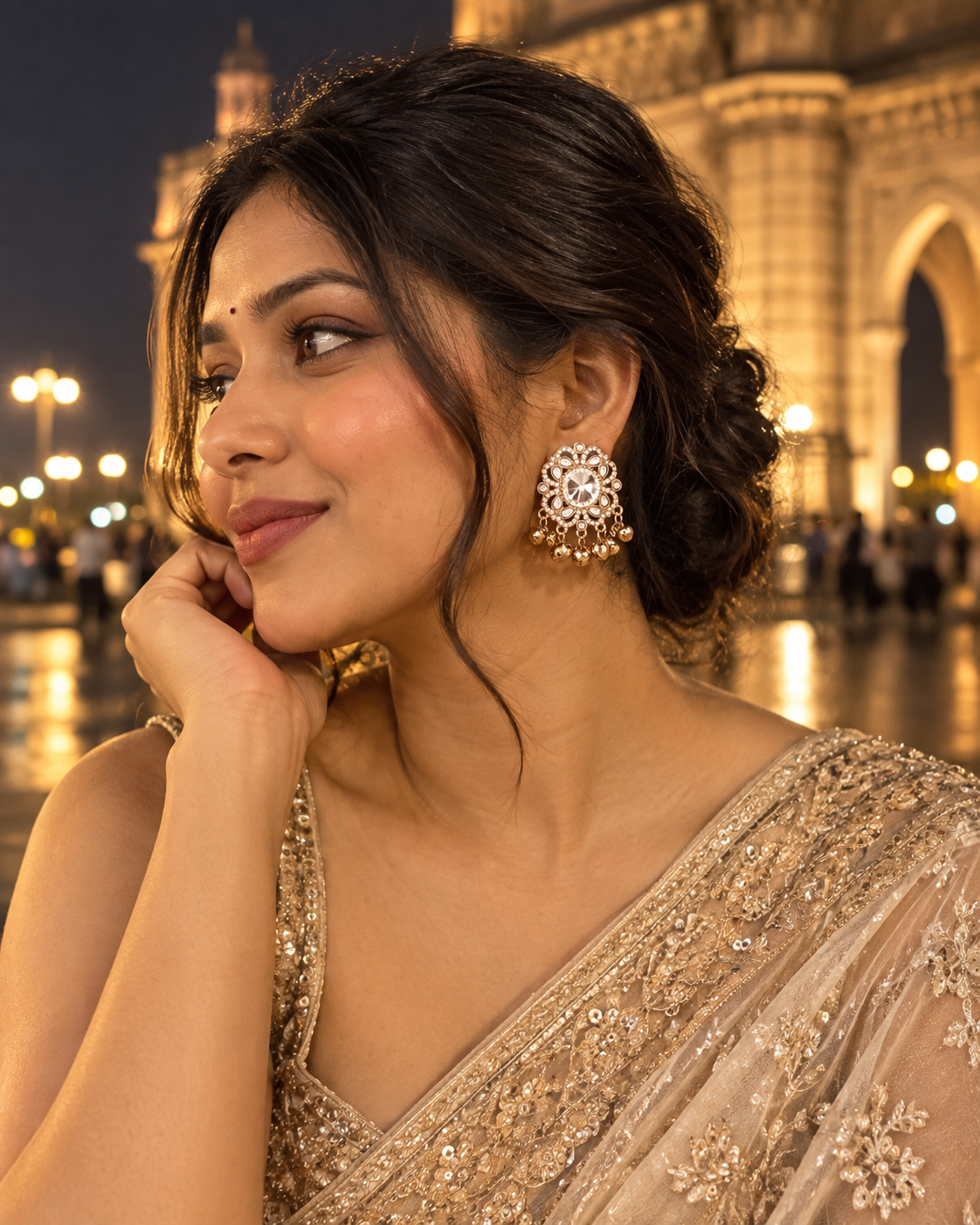 White Chandrika Kashmiri Look Ghunghru Earring