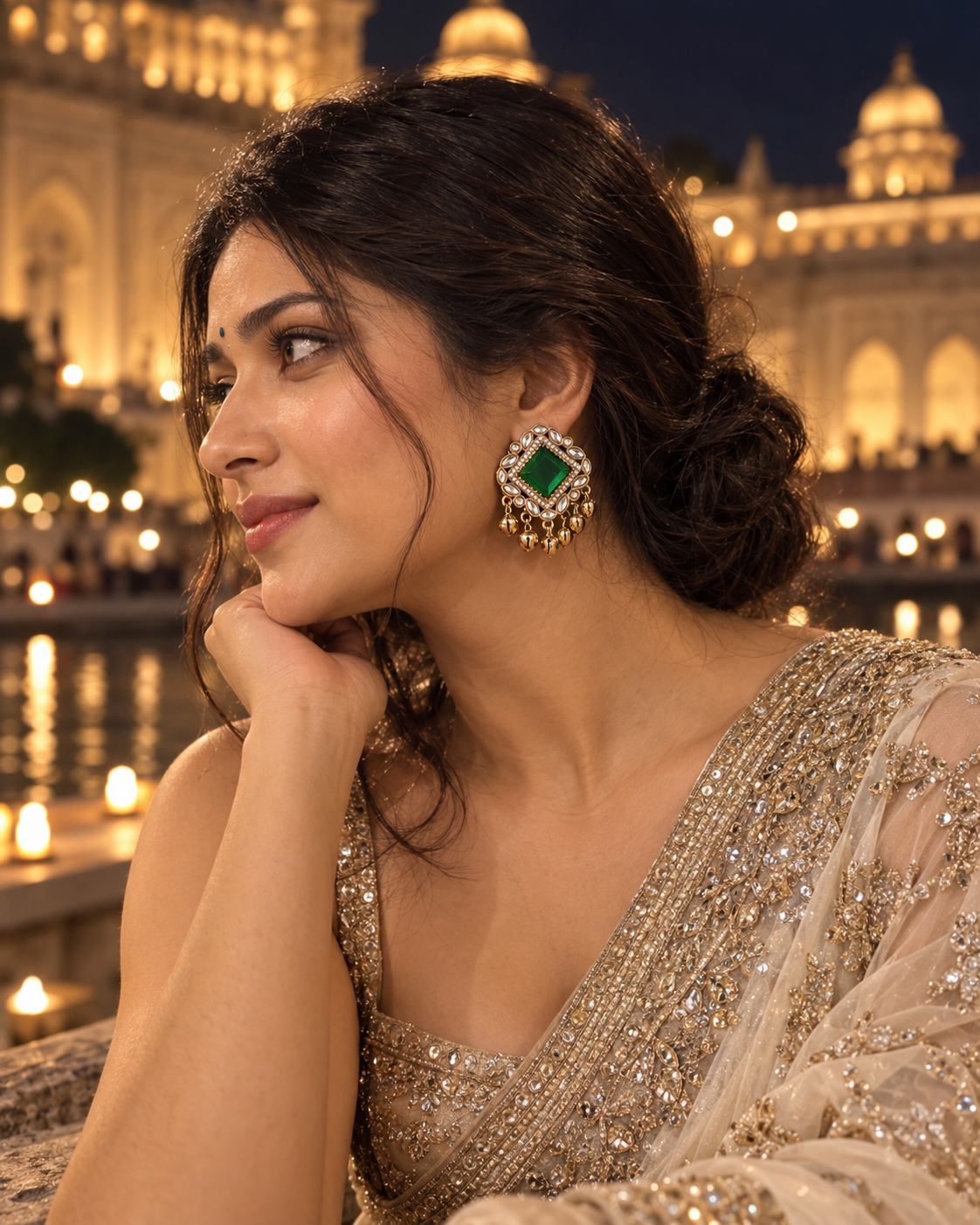 Green Zarrah Kashmiri Look Ghunghru Earring