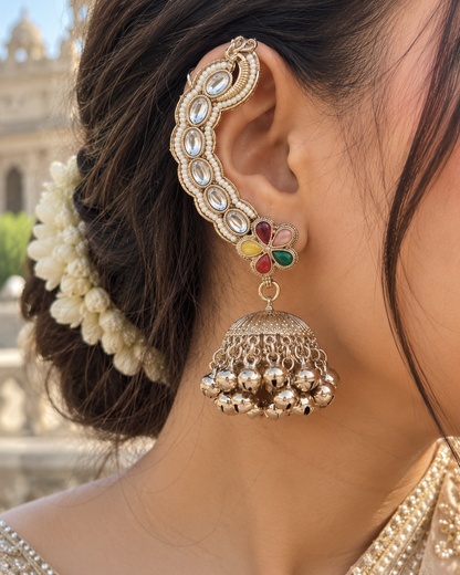 Multi Aavira Designer Ear Cuff Jhumki Earring