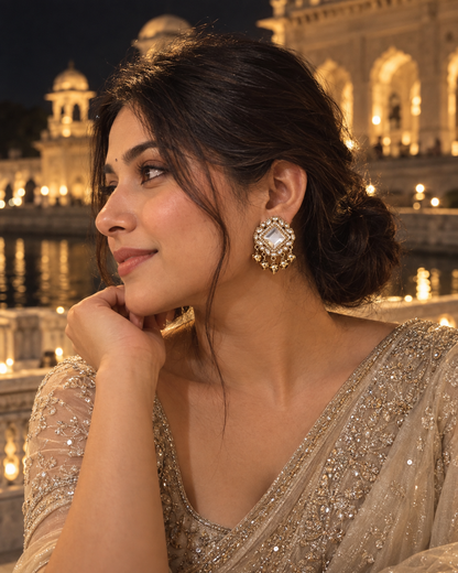 White Zarrah Kashmiri Look Ghunghru Earring