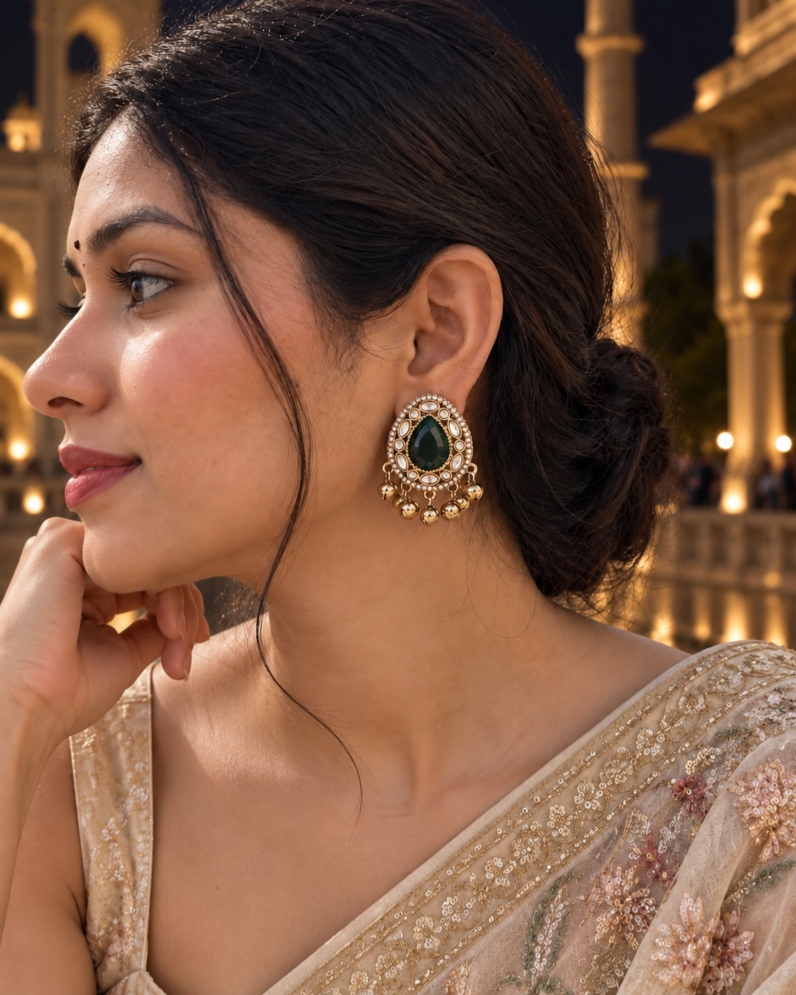 Green Rukhsana Kashmiri Look Ghunghru Earring