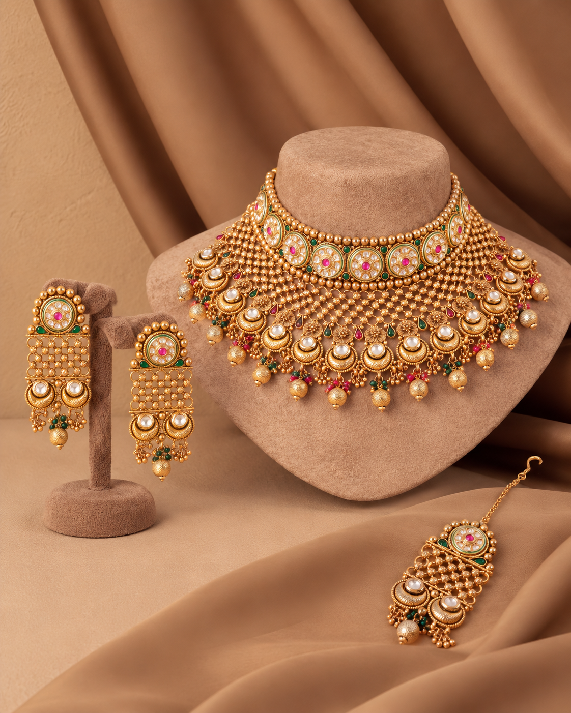Rajmohini Royal Rajwada Heritage Necklace Set with Earring and Teeka