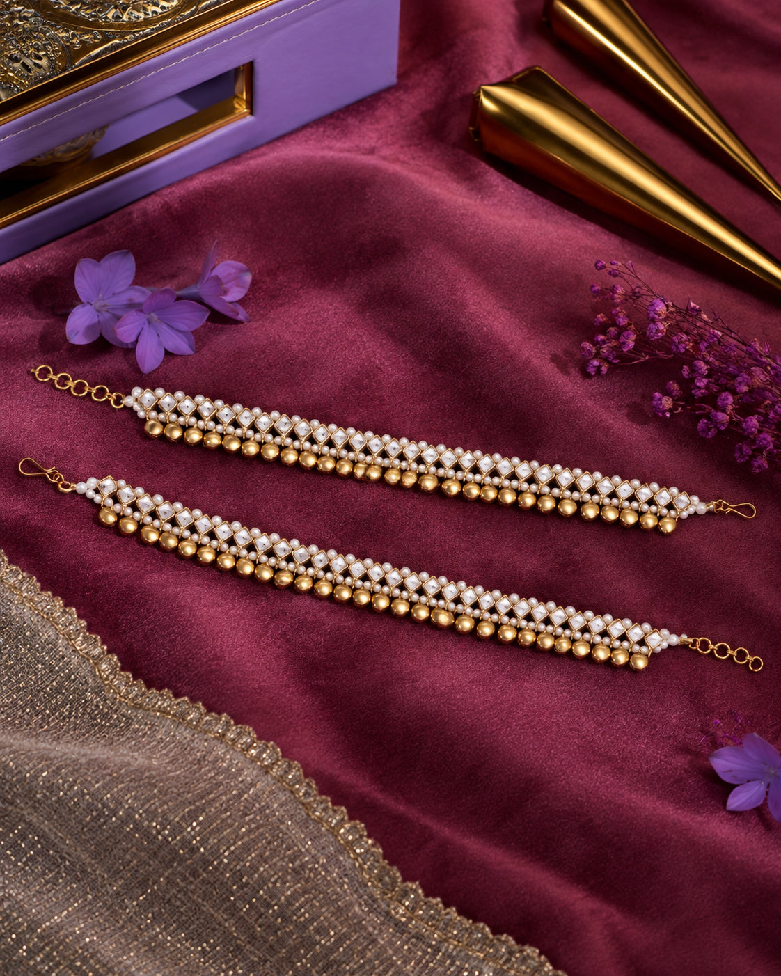 Ronav Ethnic Kundan Ghunghru Payal Anklet