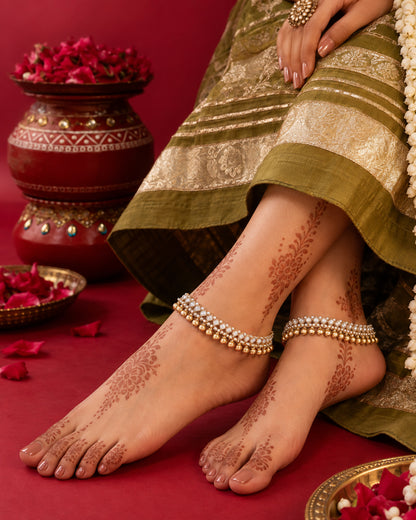 Ronav Ethnic Kundan Ghunghru Payal Anklet