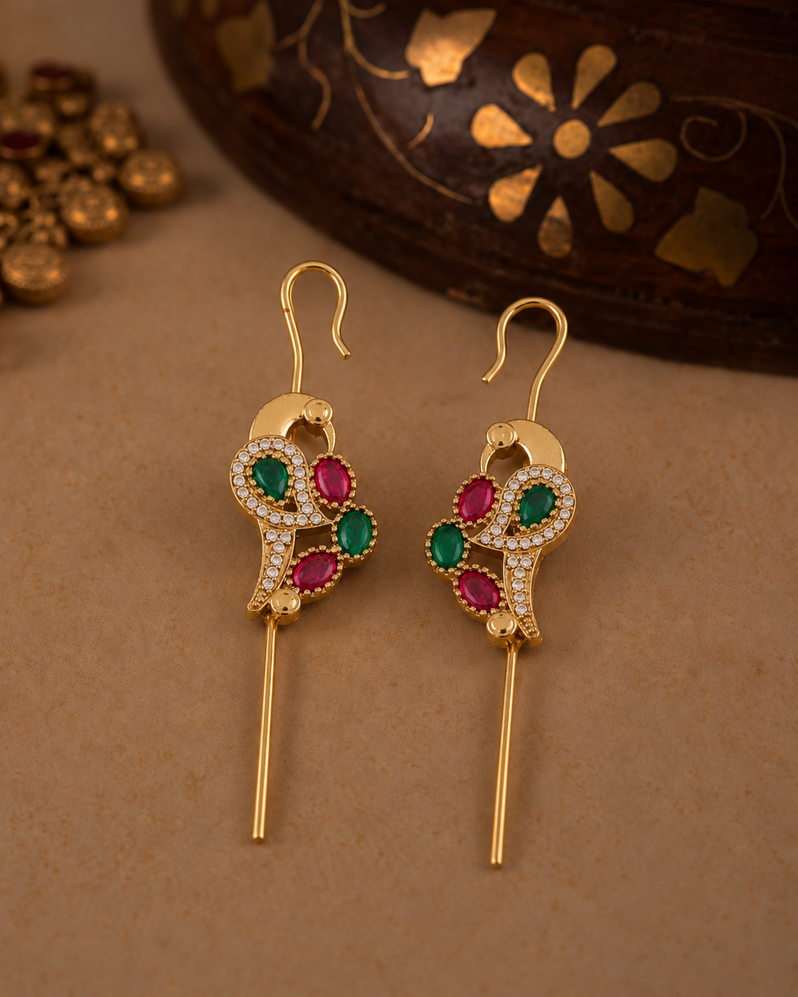 Ruby Green Soreya Designer Ear-cuff Earring