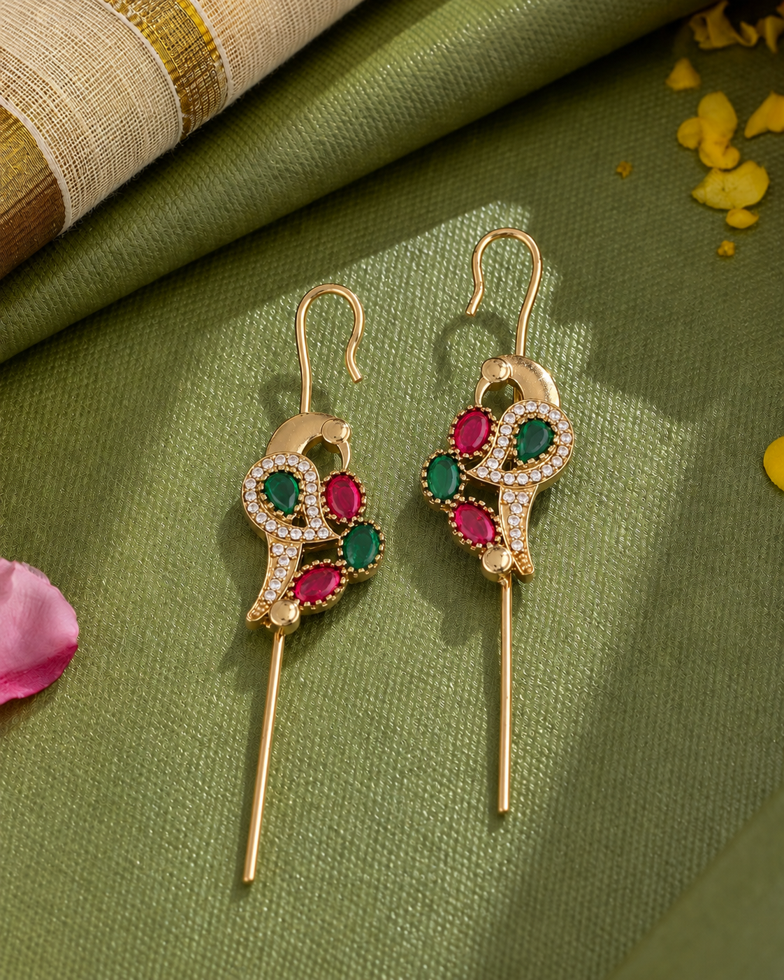 Ruby Green Soreya Designer Ear-cuff Earring