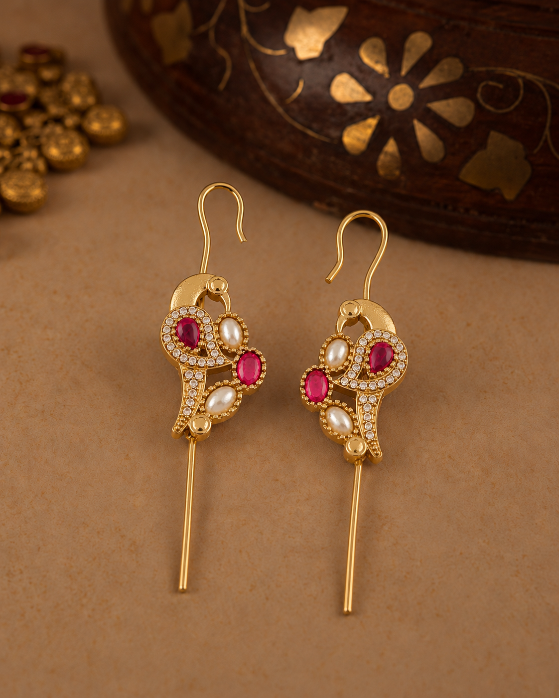 Ruby White Soreya Designer Ear-cuff Earring