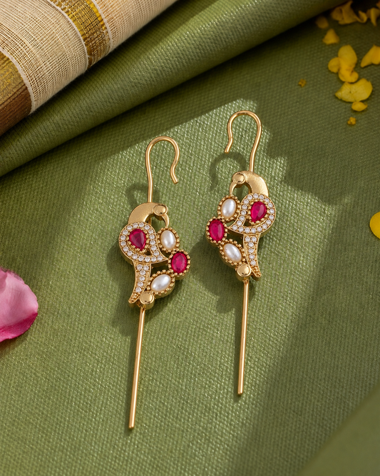 Ruby White Soreya Designer Ear-cuff Earring