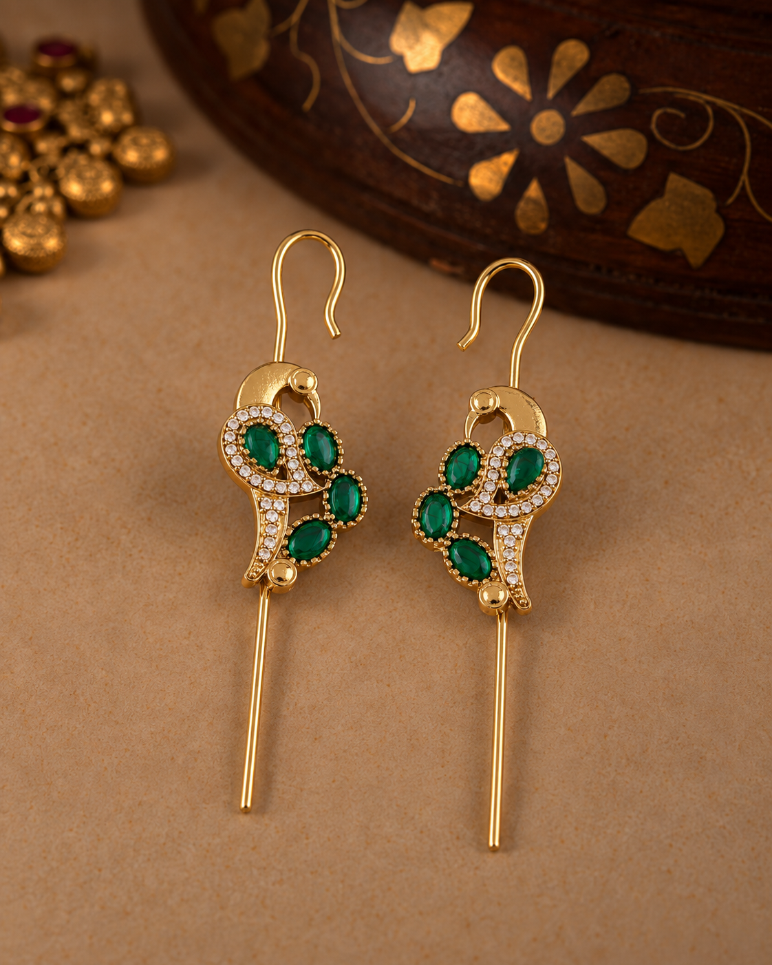 Green Soreya Designer Ear-cuff Earring