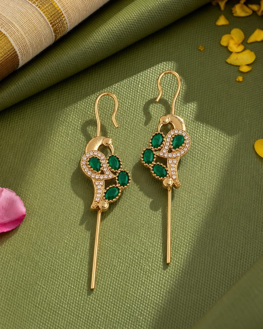 Green Soreya Designer Ear-cuff Earring