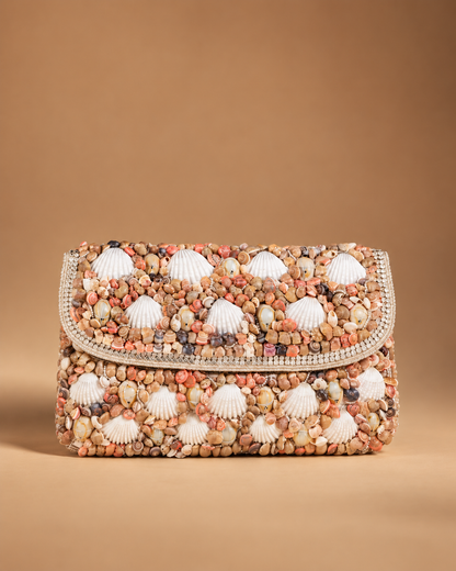 Baira Beach Shell Flap Clutch