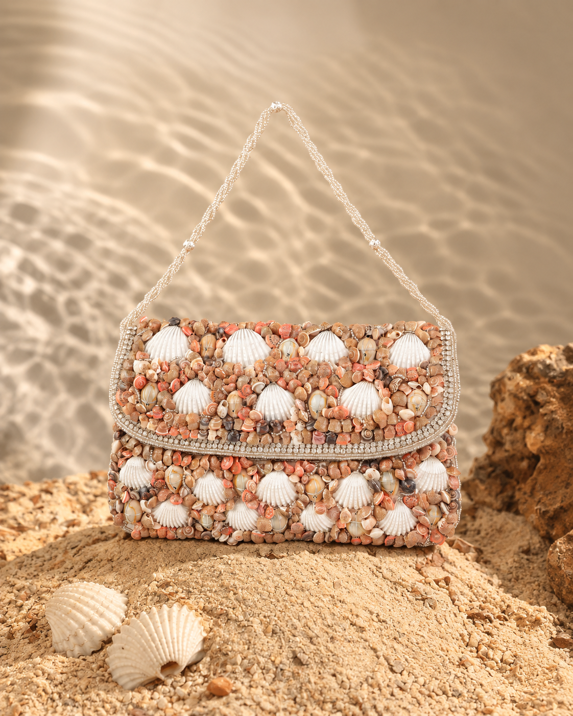 Baira Beach Shell Flap Clutch
