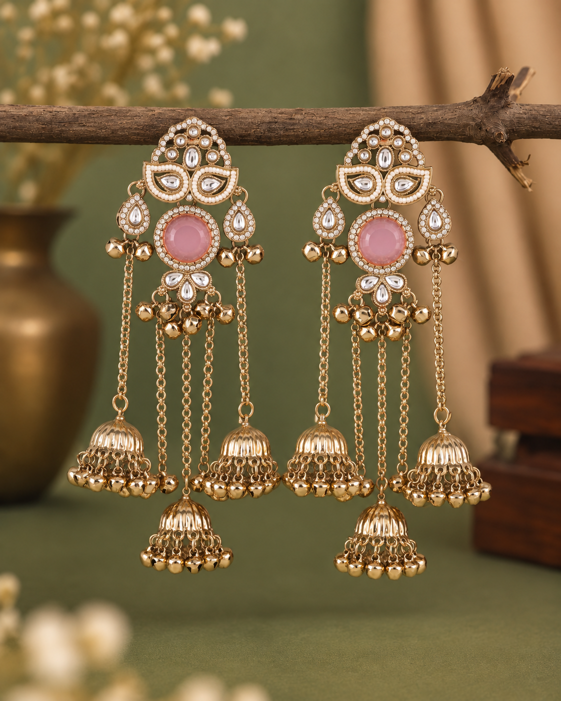 Blush Aafiya Kashmiri Look Ghunghru Jhumka Earring